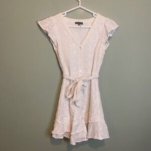 1.STATE Womens Eyelet Cottage Feminine Dainty Romantic Mini Dress Pink Size 0